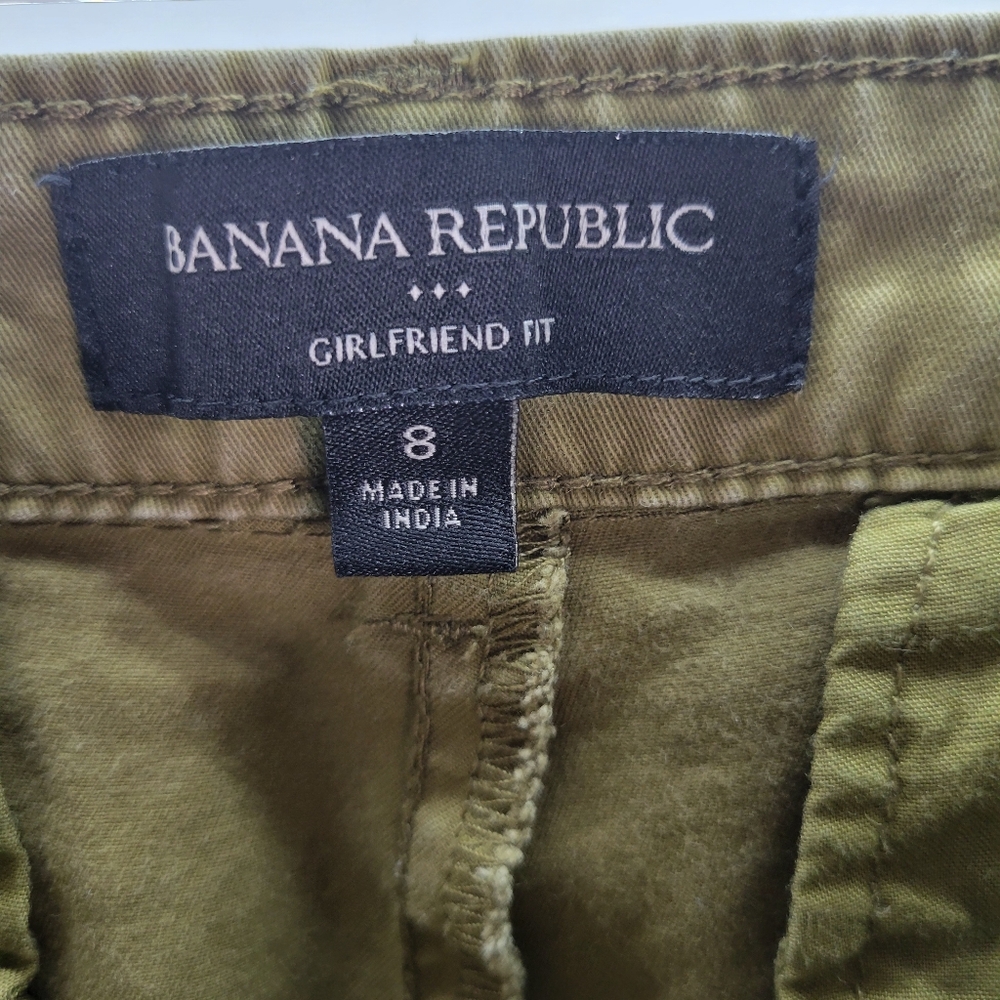 Banana Republic Factory Olive Green Girlfriend Fit Pants Cotton Size 8 - Picture 7 of 9